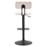 Sgabello Bianco Crema Nero Regolabile con Schienale 41x48x85h cm, Imbottito - Mirea