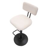Sgabello Bianco Crema Nero Regolabile con Schienale 41x48x85h cm, Imbottito - Mirea