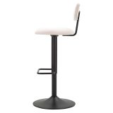 Sgabello Bianco Crema Nero Regolabile con Schienale 41x48x85h cm, Imbottito - Mirea