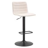 Sgabello Bianco Crema Nero Regolabile con Schienale 43x50x86h cm, Imbottito - Essaou