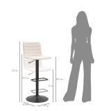 Sgabello Bianco Crema Nero Regolabile con Schienale 43x50x86h cm, Imbottito - Essaou