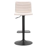 Sgabello Bianco Crema Nero Regolabile con Schienale 43x50x86h cm, Imbottito - Essaou