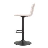 Sgabello Bianco Crema Nero Regolabile con Schienale 43x50x86h cm, Imbottito - Essaou