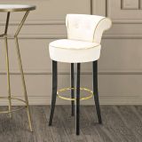 Sgabello Bianco Crema Nero Rivestimento in Velluto Imbottito 46x48x96h cm, Sfumatura Colore Seduta Crema - Tupiza