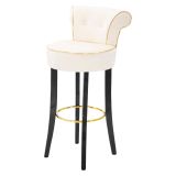 Sgabello Bianco Crema Nero Rivestimento in Velluto Imbottito 46x48x96h cm, Sfumatura Colore Seduta Crema - Tupiza