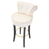 Sgabello Bianco Crema Nero Rivestimento in Velluto Imbottito 46x48x96h cm, Sfumatura Colore Seduta Crema - Tupiza