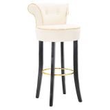 Sgabello Bianco Crema Nero Rivestimento in Velluto Imbottito 46x48x96h cm, Sfumatura Colore Seduta Crema - Tupiza