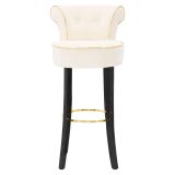 Sgabello Bianco Crema Nero Rivestimento in Velluto Imbottito 46x48x96h cm, Sfumatura Colore Seduta Crema - Tupiza
