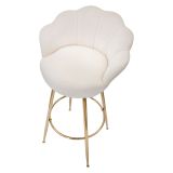 Sgabello Bianco Crema oro Imbottito Rivestimento in Velluto 55x53x110h cm, Altezza Seduta 85 cm - Tequis