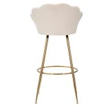 Sgabello Bianco Crema oro Imbottito Rivestimento in Velluto 55x53x110h cm, Altezza Seduta 85 cm - Tequis