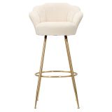 Sgabello Bianco Crema oro Imbottito Rivestimento in Velluto 55x53x110h cm, Altezza Seduta 85 cm - Tequis