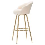 Sgabello Bianco Crema oro Imbottito Rivestimento in Velluto 55x53x110h cm, Altezza Seduta 85 cm - Tequis