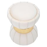 Sgabello Bianco Crema oro Rivestimento in Velluto Imbottito 40x40x44h cm, Sfumatura Colore Seduta Crema - Samaip