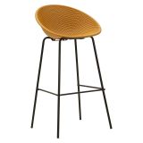 Sgabello Giallo Senape Nero set da 2 Indoor-outdoor Seduta Traforata Altezza Seduta 75 cm 51x82x58h cm, Materiale Struttura in Metallo - Trong