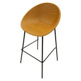 Sgabello Giallo Senape Nero set da 2 Indoor-outdoor Seduta Traforata Altezza Seduta 75 cm 51x82x58h cm, Materiale Struttura in Metallo - Trong
