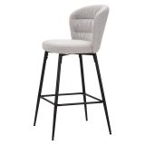 Sgabello Grigio Nero Imbottito Colore Struttura Nero 52x59x108h cm, Materiale Struttura in Legno Nobilitato - Guadal
