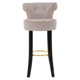 Sgabello Grigio Tortora Nero Rivestimento in Velluto Imbottito 46x48x96h cm, Sfumatura Colore Seduta Tortora - Tupiza