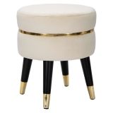 Sgabello Nero Bianco Crema Imbottito Rivestimento in Velluto 35x35x41h cm, Altezza Seduta 40 cm - Yavi