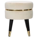 Sgabello Nero Bianco Crema Imbottito Rivestimento in Velluto 35x35x41h cm, Altezza Seduta 40 cm - Yavi