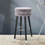 Sgabello Nero Imbottito Rivestimento in Velluto 35x35x74h cm, Materiale Struttura in Legno - Bran