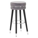 Sgabello Nero Imbottito Rivestimento in Velluto 35x35x74h cm, Materiale Struttura in Legno - Bran
