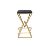 Sgabello Nero oro Imbottito Colore Struttura oro 40x40x75h cm, Materiale Struttura in Metallo - Datipa