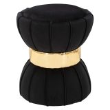 Sgabello Nero oro Imbottito Rivestimento in Velluto 40x40x44h cm, Materiale Struttura in Legno - Samaip