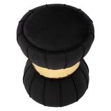 Sgabello Nero oro Imbottito Rivestimento in Velluto 40x40x44h cm, Materiale Struttura in Legno - Samaip