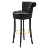 Sgabello Nero oro Imbottito Rivestimento in Velluto 46x48x96h cm, Materiale Struttura in Legno - Tupiza