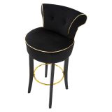 Sgabello Nero oro Imbottito Rivestimento in Velluto 46x48x96h cm, Materiale Struttura in Legno - Tupiza