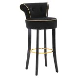 Sgabello Nero oro Imbottito Rivestimento in Velluto 46x48x96h cm, Materiale Struttura in Legno - Tupiza