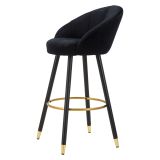 Sgabello Nero oro Imbottito Rivestimento in Velluto 55x56x104h cm, Materiale Struttura in Legno Nobilitato - Huanca