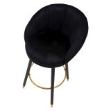 Sgabello Nero oro Imbottito Rivestimento in Velluto 55x56x104h cm, Materiale Struttura in Legno Nobilitato - Huanca