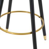 Sgabello Nero oro Imbottito Rivestimento in Velluto 55x56x104h cm, Materiale Struttura in Legno Nobilitato - Huanca