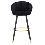 Sgabello Nero oro Imbottito Rivestimento in Velluto 55x56x104h cm, Materiale Struttura in Legno Nobilitato - Huanca