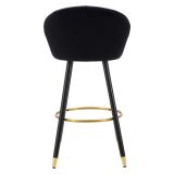 Sgabello Nero oro Imbottito Rivestimento in Velluto 55x56x104h cm, Materiale Struttura in Legno Nobilitato - Huanca