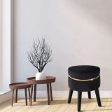 Sgabello Nero oro Rivestimento in Velluto Imbottito 35x35x41h cm, Colore Seduta Nero - Famamiri