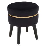 Sgabello Nero oro Rivestimento in Velluto Imbottito 35x35x41h cm, Colore Seduta Nero - Famamiri