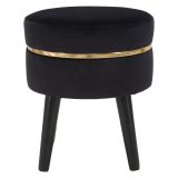 Sgabello Nero oro Rivestimento in Velluto Imbottito 35x35x41h cm, Colore Seduta Nero - Famamiri