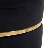 Sgabello Nero oro Rivestimento in Velluto Imbottito 35x35x41h cm, Colore Seduta Nero - Famamiri