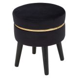 Sgabello Nero oro Rivestimento in Velluto Imbottito 35x35x41h cm, Colore Seduta Nero - Famamiri