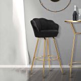 Sgabello Nero oro Rivestimento in Velluto Imbottito 55x53x110h cm, Colore Seduta Nero - Tequis