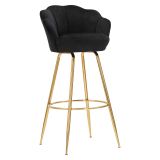 Sgabello Nero oro Rivestimento in Velluto Imbottito 55x53x110h cm, Colore Seduta Nero - Tequis