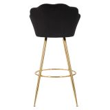Sgabello Nero oro Rivestimento in Velluto Imbottito 55x53x110h cm, Colore Seduta Nero - Tequis