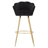 Sgabello Nero oro Rivestimento in Velluto Imbottito 55x53x110h cm, Colore Seduta Nero - Tequis