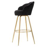 Sgabello Nero oro Rivestimento in Velluto Imbottito 55x53x110h cm, Colore Seduta Nero - Tequis
