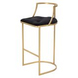 Sgabello oro Nero Imbottito Rivestimento in Velluto 45x45x90h cm, Materiale Struttura in Metallo - Daparoha