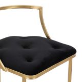 Sgabello oro Nero Imbottito Rivestimento in Velluto 45x45x90h cm, Materiale Struttura in Metallo - Daparoha