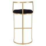 Sgabello oro Nero Imbottito Rivestimento in Velluto 45x45x90h cm, Materiale Struttura in Metallo - Daparoha