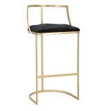 Sgabello oro Nero Imbottito Rivestimento in Velluto 45x45x90h cm, Materiale Struttura in Metallo - Daparoha